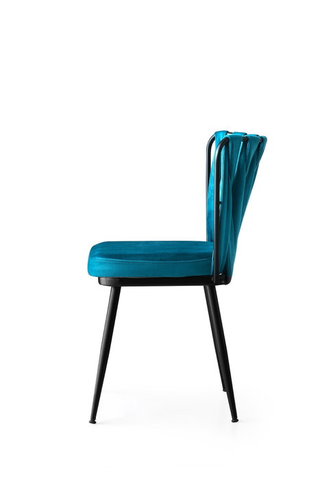 Hanah Home Juego de 2 Sillas 228 V2 Bohemio Metal y Terciopelo Negro y Azul 43x82x43 cm
