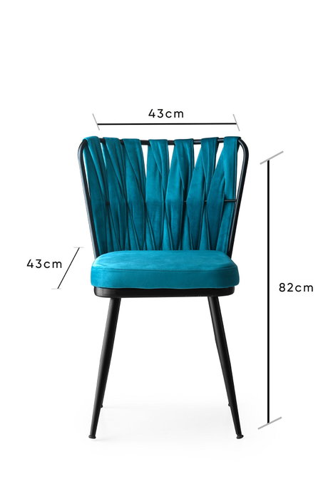 Hanah Home Juego de 2 Sillas 228 V2 Bohemio Metal y Terciopelo Negro y Azul 43x82x43 cm