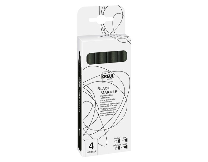 Kreul Set 4 rotuladores escritura BLACK MARKER negro Kreul Set 4 rotuladores escritura BLACK MARKER negro