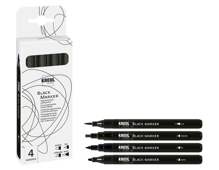 Kreul Set 4 rotuladores escritura BLACK MARKER negro Kreul Set 4 rotuladores escritura BLACK MARKER negro