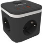 Fellowes Regleta Cubo con 3 Tomas de Corriente, 1 USB-A, 2 USB-C y Cable de 2 m, Negra