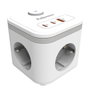 Fellowes Regleta Cubo con 3 Tomas de Corriente, 1 USB-A, 2 USB-C y Cable de 2 m, Negra