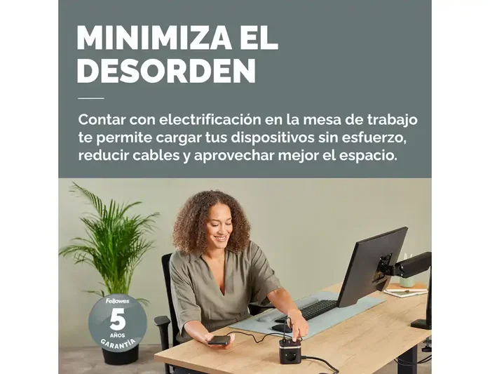 Fellowes Regleta Cubo con 3 Tomas de Corriente, 1 USB-A, 2 USB-C y Cable de 2 m, Negra