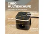Fellowes Regleta Cubo con 3 Tomas de Corriente, 1 USB-A, 2 USB-C y Cable de 2 m, Negra