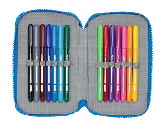 Plumier Doble Donald Azul 12.5 x 19.5 x 4 cm (28 piezas)