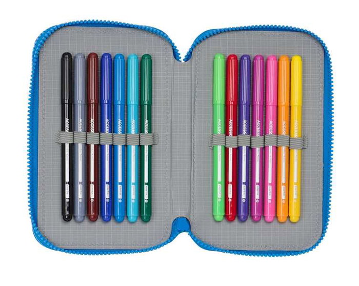 Plumier Doble Donald Azul 12.5 x 19.5 x 4 cm (28 piezas)