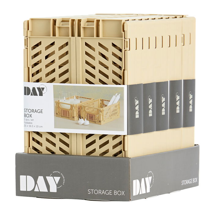 Day Juego de 2 Cajas Plegables de Almacenaje Amarillas 25x16.5x10 cm Capacidad 3.3 L Carga 10 kg