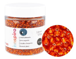 Innspiro Rocalla de vidrio redonda plateado naranja 3,8mm 120g