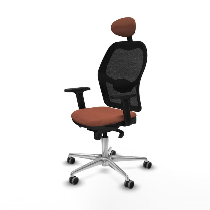 PIQUERAS Y CRESPO Silla de oficina Jorquera con mecanismo Sincro, tela Marrón y malla Negro PIQUERAS Y CRESPO Silla de oficina Jorquera con mecanismo Sincro, tela Marrón y malla Negro