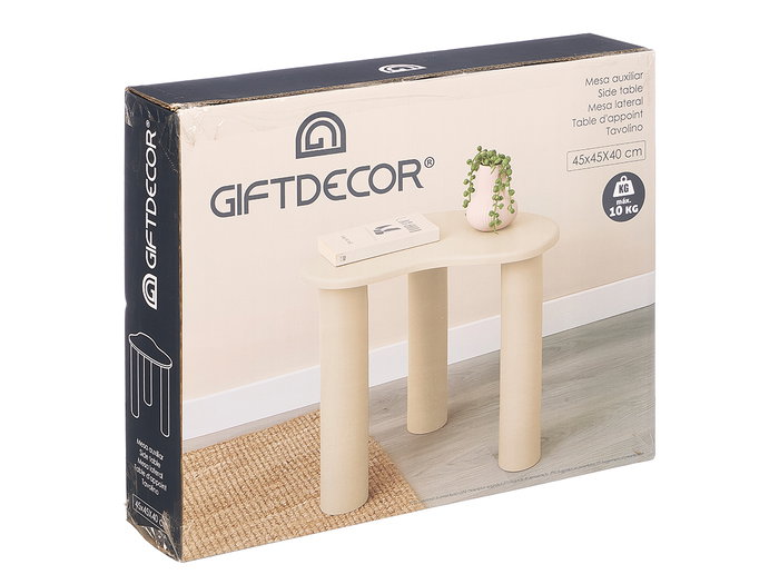 Giftdecor Mesa Auxiliar Forma Gris Beige, Tablero MDF, 45x45x40 cm (Montada)
