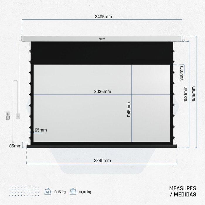 Pantalla Eléctrica Mural iggual IGG319680 92"