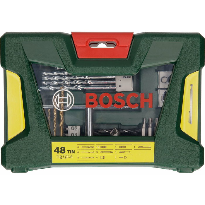 Bosch Juego de brocas y taladros TiN V-Line de 48 piezas con vástago magnético