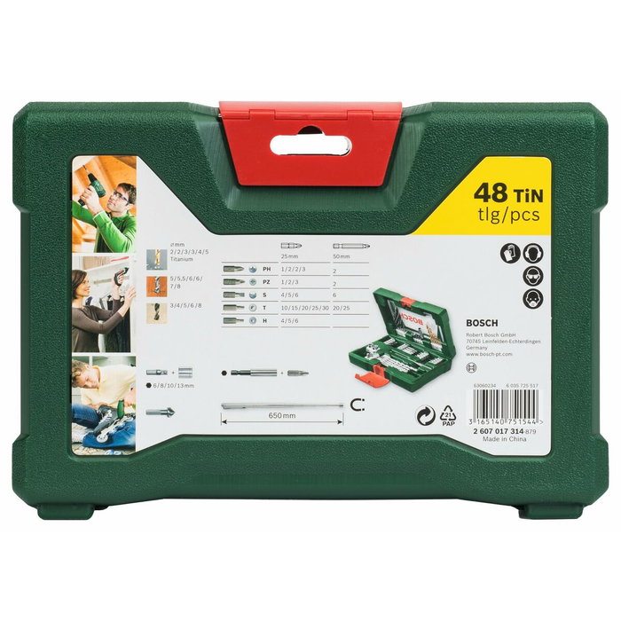 Bosch Juego de brocas y taladros TiN V-Line de 48 piezas con vástago magnético