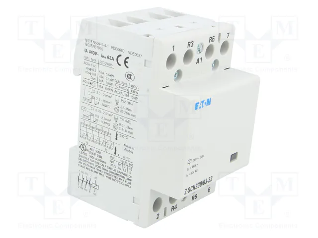 EATON ELECTRIC Contactor de Instalación Modular Z-SCH 4-polar 63A 230VAC EATON ELECTRIC Contactor de Instalación Modular Z-SCH 4-polar 63A 230VAC