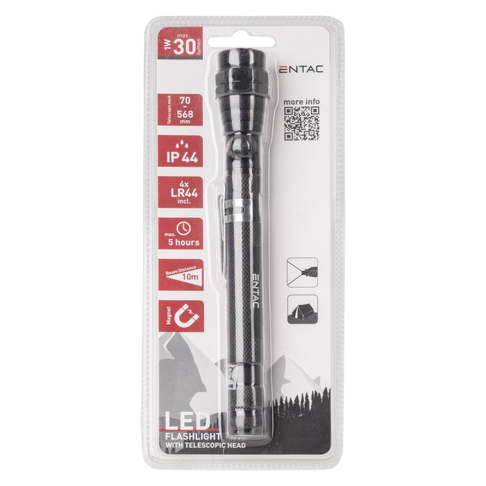ENTAC EFL-1W-FLEX-ALU Linterna de mano de Aluminio Negra