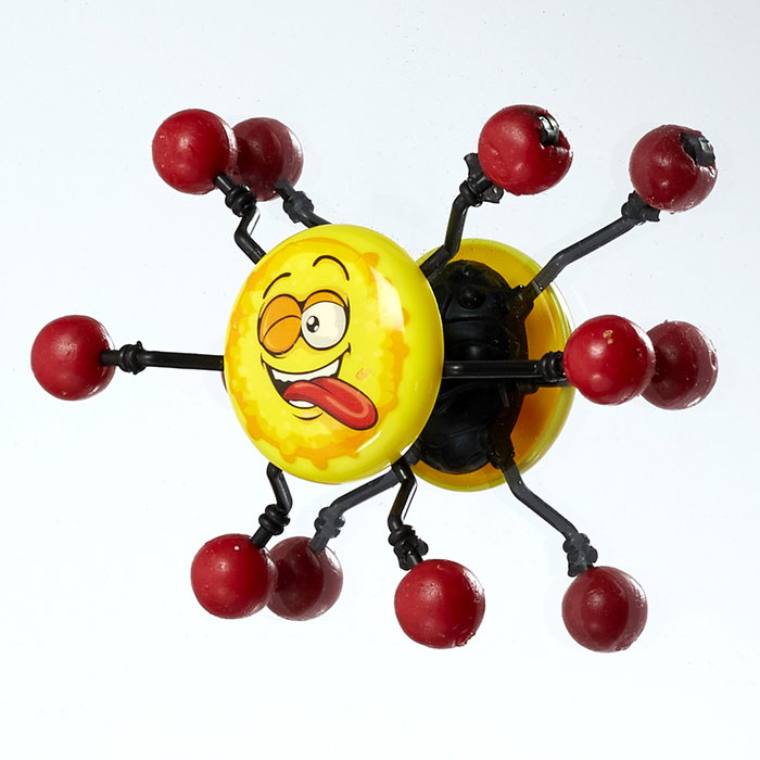 Jeux 2 momes Araña Pegajosa Colores Surtidos Lila Amarillo Verde Rojo Se Pega a la Ventana Juguete Divertido d.8 cm h.2 cm