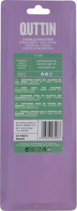 Quttin Set 6 Cuchillos Bistec Sierra 11 cm (12 Cajas)