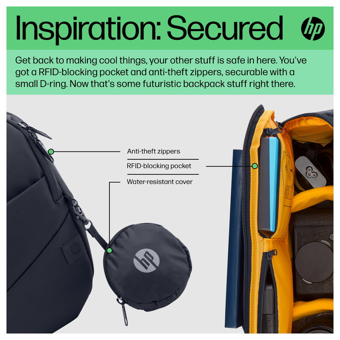 HP Creator 10L Dark Navy - Funda Tipo Bandolera Resistente al Agua para Portátil de 33.8 cm (13.3 pulgadas), Compatible con la Mayoría de Laptops de 13.3"