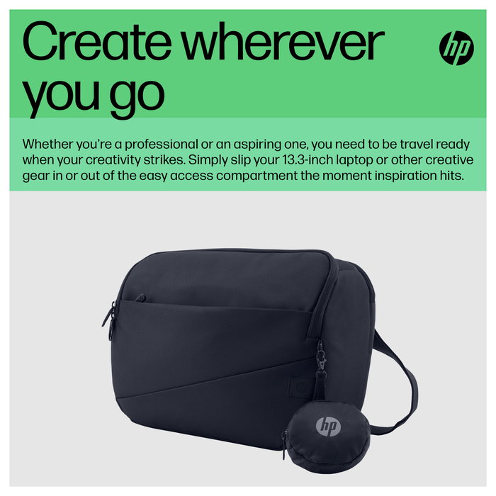 HP Creator 10L Dark Navy - Funda Tipo Bandolera Resistente al Agua para Portátil de 33.8 cm (13.3 pulgadas), Compatible con la Mayoría de Laptops de 13.3"