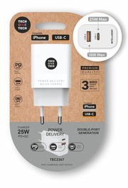 Cargador Tech-One-Tech Pared Blanco Usb-C/Usb-A 30W (Set de 20)