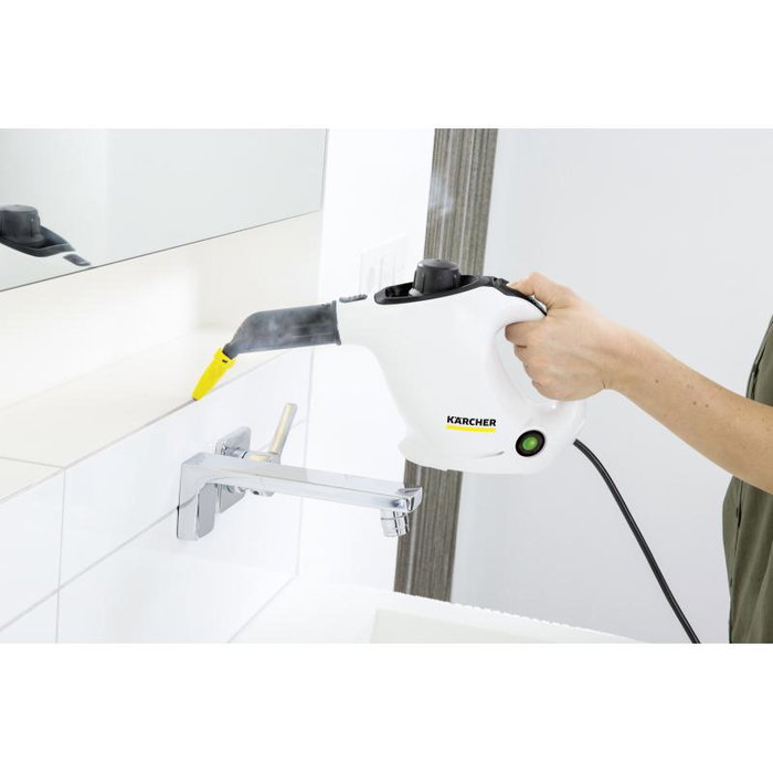 Kärcher Limpiador a Vapor SC 1 Blanco, Elimina 99,999% Virus y 99,99% Bacterias