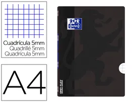 Oxford Libreta Escolar Openflex tapa flexible Optik Paper 48 hojas Din A4 Cuadro 5 mm Negro