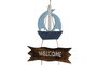 DKD Home Decor Decoración Colgante Albasia Azul y Natural 25x2x74 cm