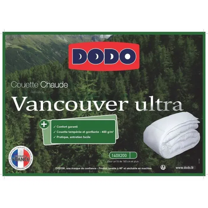Dodo DOD3307419641679 DUVET VANCOUVER 140X200 cm Ultra Hecho en Francia