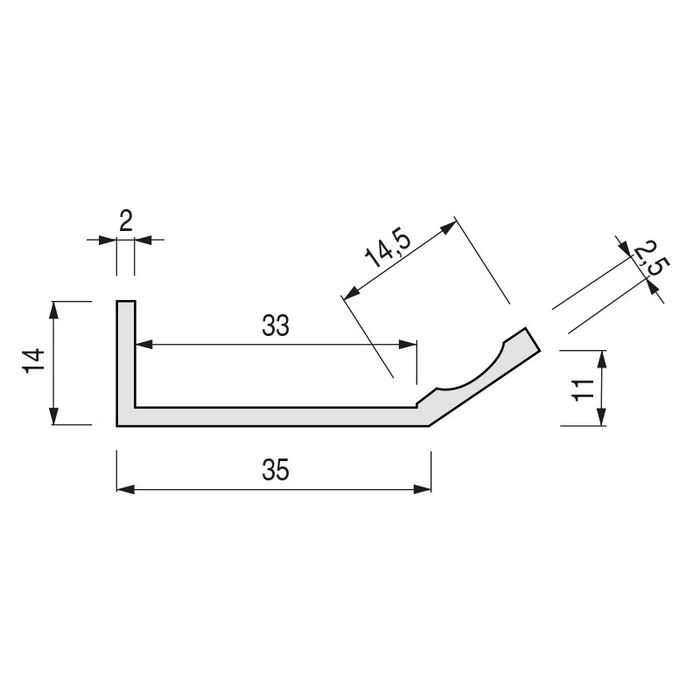 HERRAJES ALK Perfil Tirador Aluminio Capri 2,70m Negro Madera para Montar en Madera, Espesor Máx. 30-32mm (Set de 2 unidades)