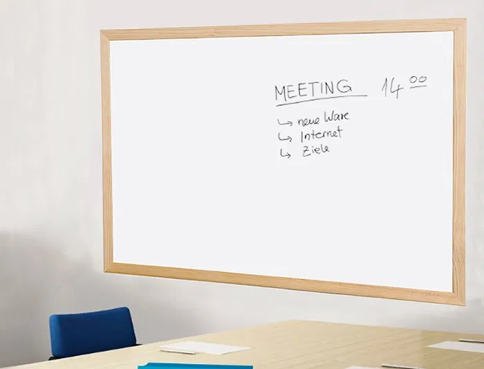 Q-connect Pizarra Blanca Melamina Marco Madera 90x60 cm