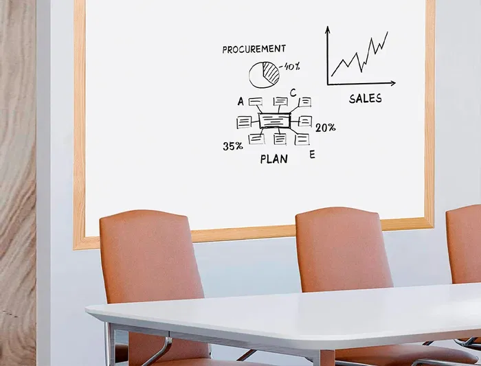 Q-connect Pizarra Blanca Melamina Marco Madera 90x60 cm