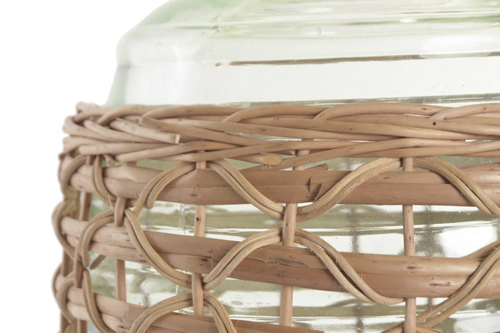 DKD Home Decor Jarrón de Cristal y Mimbre Natural Verde y Marrón 31x31x43 cm DKD Home Decor Jarrón de Cristal y Mimbre Natural Verde y Marrón 31x31x43 cm
