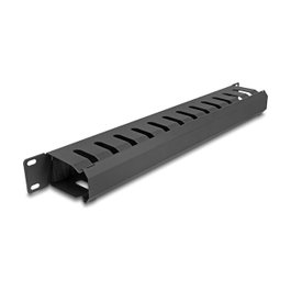 DeLOCK Panel de gestión de cables de 19 pulgadas con cepillo y 2 aberturas 1U negro
