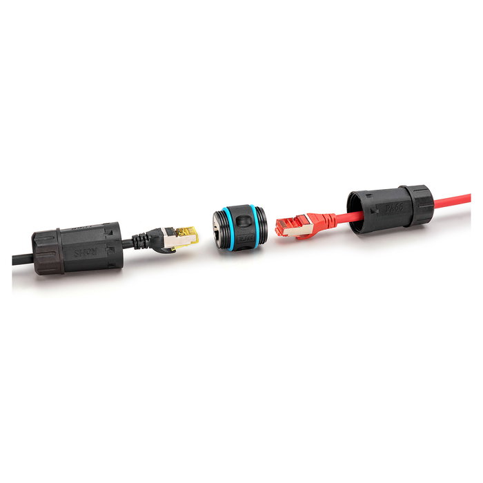 Digitus CAT6A Conexión Exterior Conector Patchkabel RJ45 a RJ45 Negro IP68