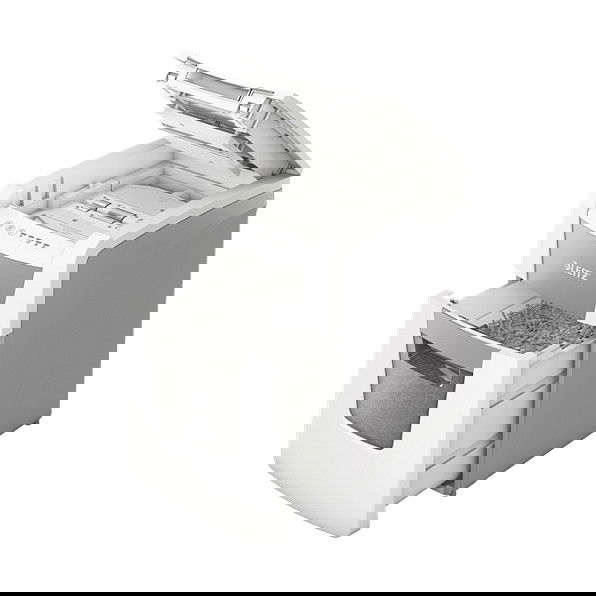 Leitz IQ Autofeed Small Office 100 Trituradora de Papel 80110000, Corte Cruzado 4 x 30 mm, 250 Hojas, 34 L, 55 dB, P-4, Blanco y Gris