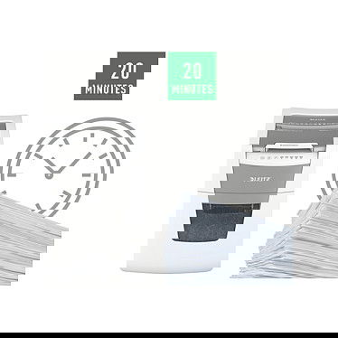 Leitz IQ Autofeed Small Office 100 Trituradora de Papel 80110000, Corte Cruzado 4 x 30 mm, 250 Hojas, 34 L, 55 dB, P-4, Blanco y Gris