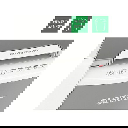 Leitz IQ Autofeed Small Office 100 Trituradora de Papel 80110000, Corte Cruzado 4 x 30 mm, 250 Hojas, 34 L, 55 dB, P-4, Blanco y Gris