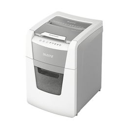 Leitz IQ Autofeed Small Office 100 Trituradora de Papel 80110000, Corte Cruzado 4 x 30 mm, 250 Hojas, 34 L, 55 dB, P-4, Blanco y Gris