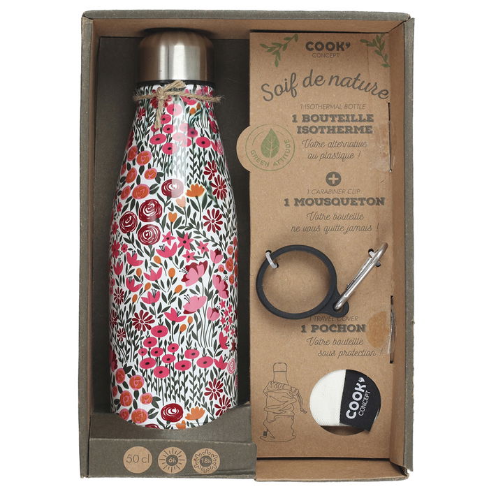 Cook Concept Termo Botella 500 Ml Acero Inoxidable Doble Pared Frío 18H Caliente 6H Con Bolsa Cook Concept Termo Botella 500 Ml Acero Inoxidable Doble Pared Frío 18H Caliente 6H Con Bolsa