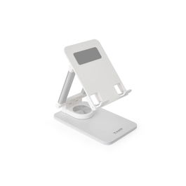 Tooq Soporte Hermes Plegable y Giratorio 360° para Tablet y Smartphone Hasta 12.9 Pulgadas (12.9"), Ajustable, Horizontal/Vertical, Color Blanco