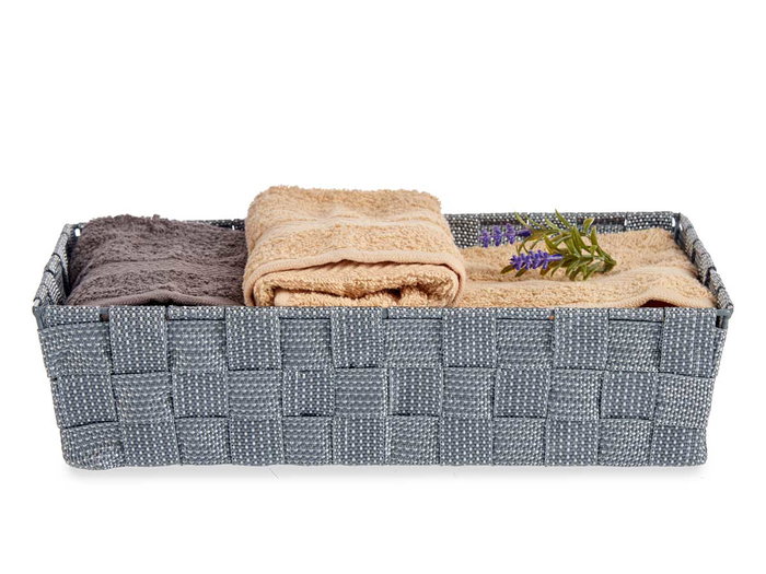 Kipit Cesta de Tela Rectangular sin Asas Gris 34x21x8.5 cm (Set de 18)