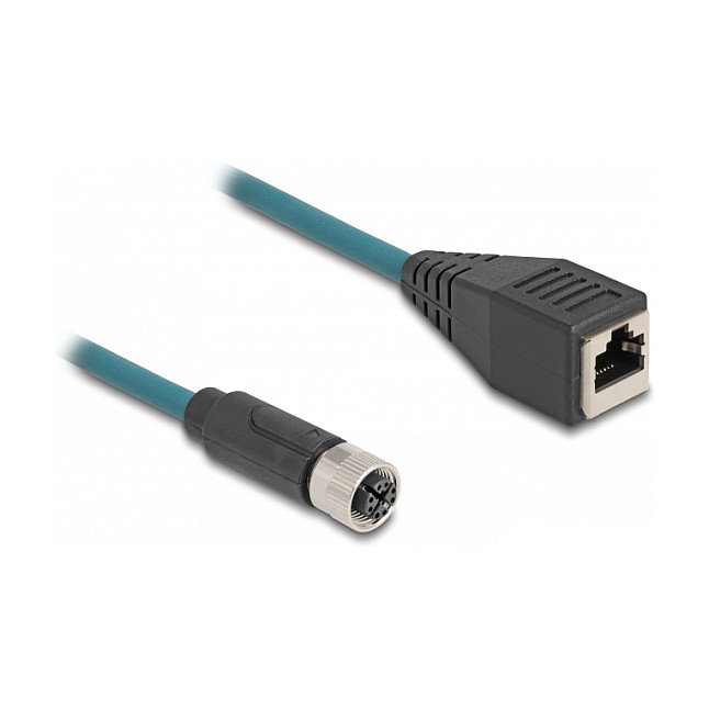 DeLOCK Cable adaptador M12 codificación X 8 pines hembra a RJ45 hembra 50 cm