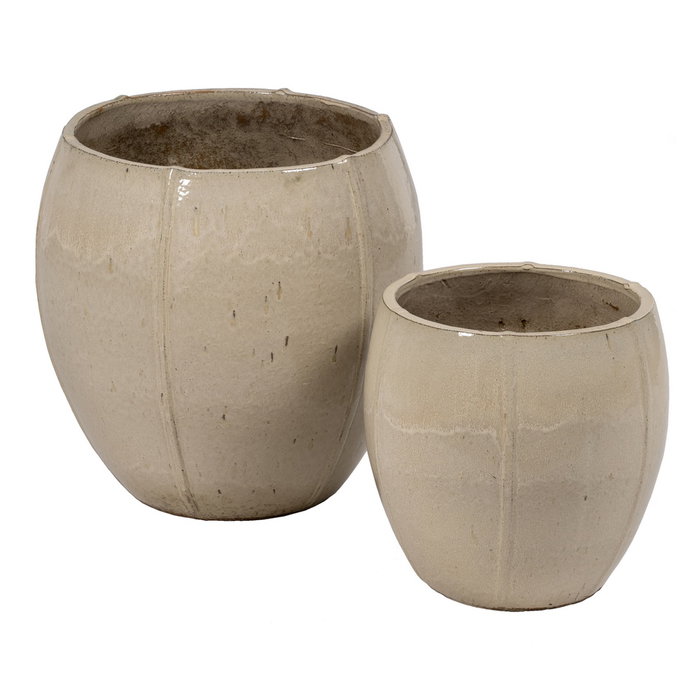 Ixia Pack de 2 Maceteros de Cerámica Crema 55x55 cm