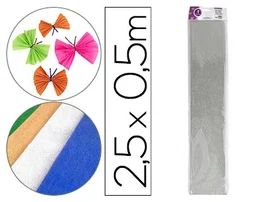 Liderpapel Papel Crespon Metalizado Plata 50 cm x 2.5m