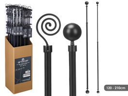 Giftdecor Barra Cortina Extensible 120-210 cm Negro Metal Hierro Aluminio (Set de 24)