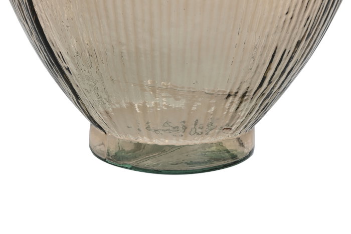 DKD Home Decor Jarrón de Cristal Reciclado Rayado Champán 30x30x59 cm
