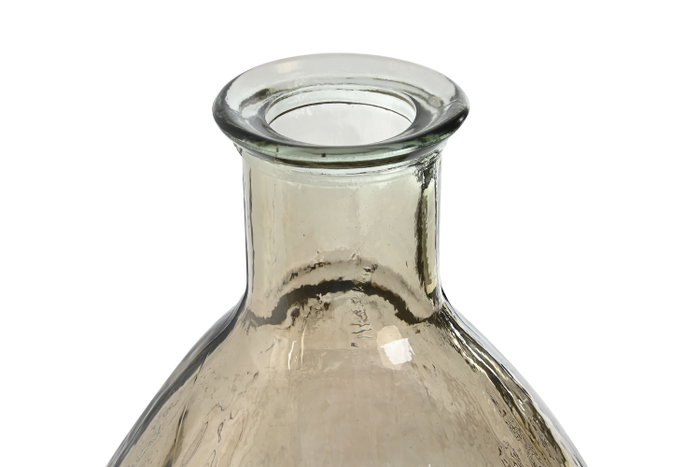 DKD Home Decor Jarrón de Cristal Reciclado Rayado Champán 30x30x59 cm