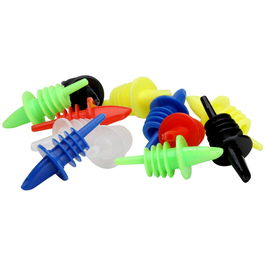 1946 Set 12 Tapón Vertedor Mixage Color Plástico Semi-flexible, 6 Colores, Ideal Coctelería, Aptos Lavavajillas