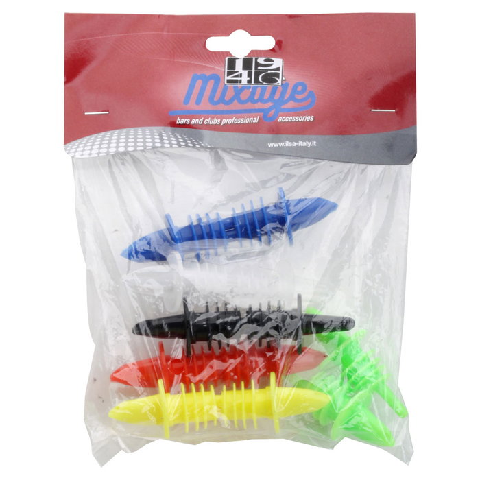 1946 Set 12 Tapón Vertedor Mixage Color Plástico Semi-flexible, 6 Colores, Ideal Coctelería, Aptos Lavavajillas