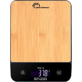 Little Balance Balanza de Cocina Happy Genius 10 USB LIT3760240787129 - Madera Natural y Sin Pilas